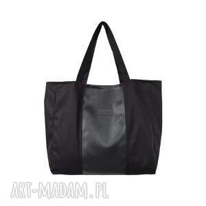 ręczne wykonanie torebki pojemna czarna torba oversize XL bawełna - simply