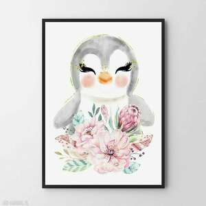 handmade pokoik dziecka plakat obraz pingwin B2 - 50x70 cm