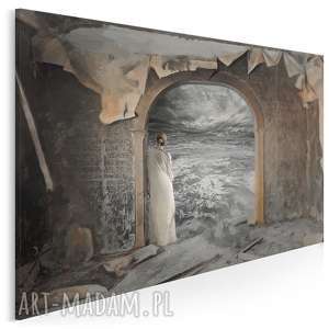 obraz na płótnie - kobieta morze 120x80 cm 19701 melancholia sztorm, ruiny