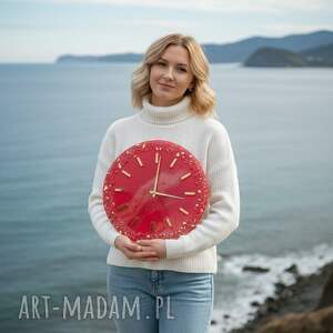 Prezent Różowy zegar 40 cm, glamourowy wystrój