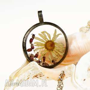 herbarium jewelry z1278 naszyjnik z żywicy suszonymi kwiatami real flower