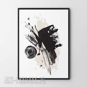 plakaty plakat abstrakcja biało-czarna z różem - format a4