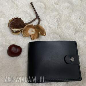 handmade czarny portfel za skóry na bilon ręcznie uszyty