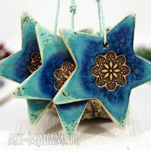 turkusowe ozdoby choinkowe - gwiazdki laguna na choinkę