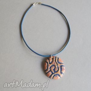 santin naszyjnik romantyczny medalion, wisior, unikatowy ceramika
