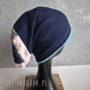czapka granatowa smerfetka na podszewce dobra codzienne noszenie rozmiar