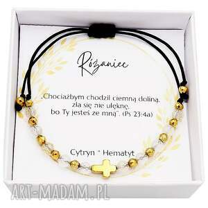 Prezent Bransoletka różaniec Cytryn i hematytem, Komunia