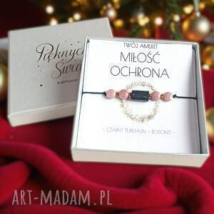 amulet - miłość i ochrona świąteczne pudełko turmalin, rodonit, bransoletka