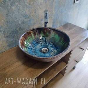 Ceramiczna Umywalka 31 cm Szafirowe Jezioro, Granat i Turkus