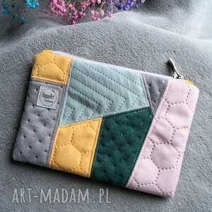 patchworkowa welurowa kosmetyczka, na prezent, etui, saszetka