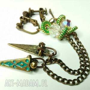 biżuteria / klipsy lekkie lancuszek etno dlugie folk kolorowe