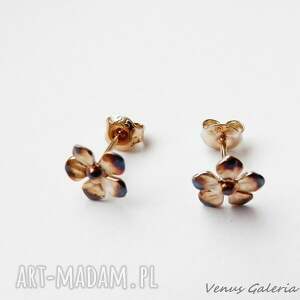 kolczyki - fiołki mini brąz - VENUS GALERIA biżuteria