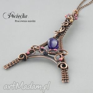 romance in paris - naszyjnik z wieżą eiffela, miedź, wirewrapping paryż