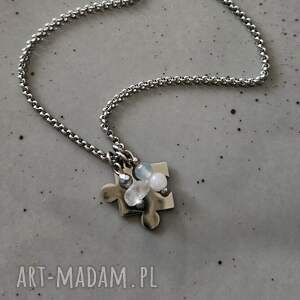 naszyjnik puzzel z minerałami naszyjnik z kamieniami, na lato, delikatny