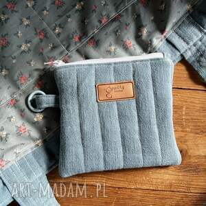 mini kosmetyczka - niebieska, boho prezent dla niej, świąteczna