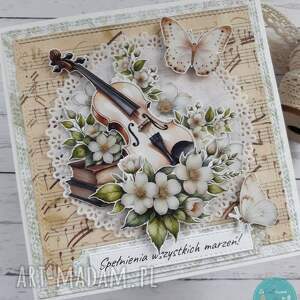 kartka urodzinowa ze skrzypcami - delikatna i kobieca dla skrzypaczki