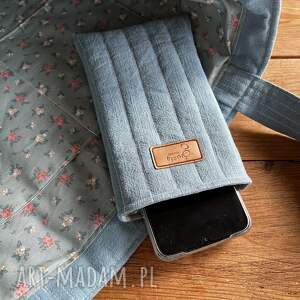 pod choinkę prezent Etui na telefon z lnu - niebieskie