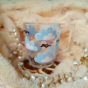 studio paulla ręcznie malowana szklanka chmurki 250 ml, prezent upominek