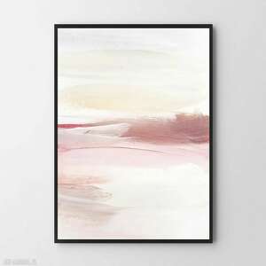plakat obraz pudrowa abstrakcja 61x91 cm, pastelowe, różowe obrazy, nowoczesne