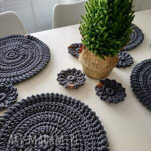 handmade podkładki podkładki na stół "grey forest" średnica 38cm