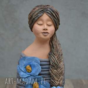 dziewczyna z warkoczem, rzeźba ceramiczna, popiersie, figurka ceramiczna
