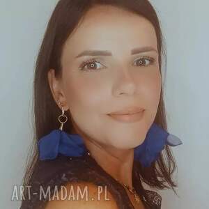 kameleon długie chabrowo - złote kolczyki lekkie jak piórko