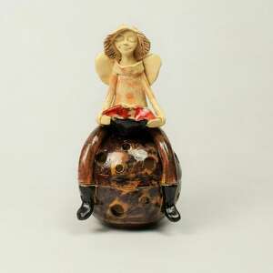 handmade ceramika anioł lampion kominek