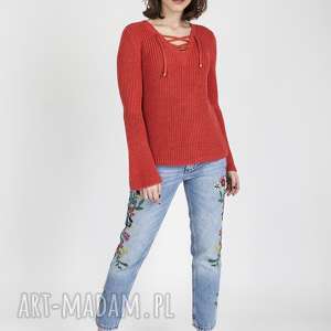 handmade swetry sweter w stylu boho, swe117 koral mkm