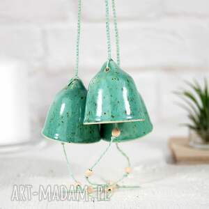 3 ceramiczne dzwonki ozdoba choinkowa - turkus, ozdoby świąteczne, dekoracje