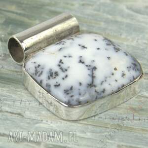 Wisior z agatem, i srebro, agat dendrytowy