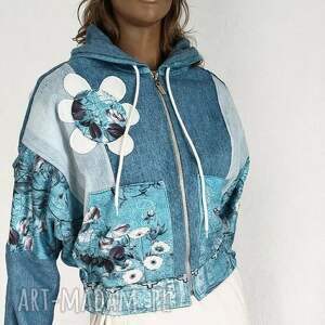 Bluza-kurtka letnia oversize boho custom z jeansu - handmade