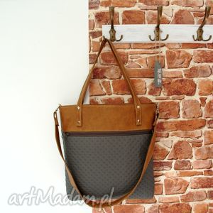 shopper bag z kieszenią - czarnaowsianka torebki na ramię
