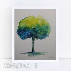 kolorowe drzewo - akwarela formatu a5
