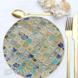 handmade ceramika talerz ceramiczny / patera rybia łuska