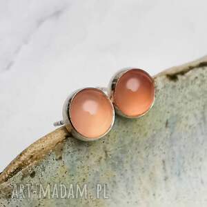 srebrne sztyfty z agatami d057, kolczyki agatem, okrągłe drobne