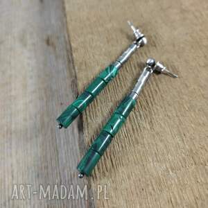 kolczyki - sztyfty z malachitem, srebro 925