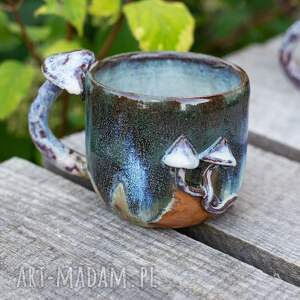 handmade ceramika handmade kubek z grzybkami | psychodelki nocny moss | 400 ml (2)