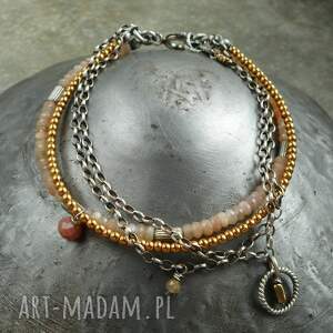 Prezent słoneczna, srebro, srebrna bransoletka, kamienie naturalne