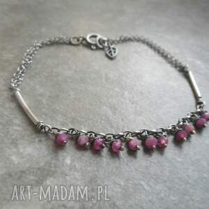 różowy turmalin w srebrze - bransoletka, kamienie naturalne, biżuteria srebrna