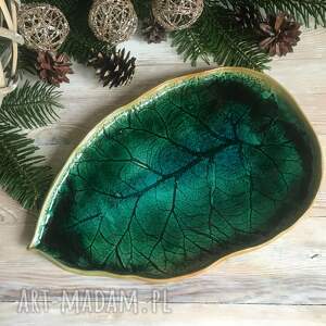 handmade ceramika duży talerz ceramiczny - liść