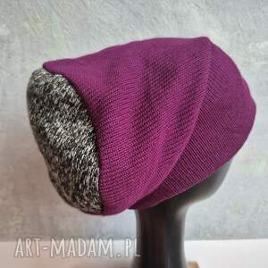 czapka damska smerfetka fioletowa uniwersalna i miła, dobra na codzienne