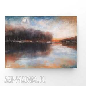 WIECZÓR praca formatu 18/24 cm, pejzaż