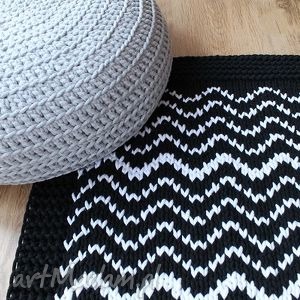 dywan black white one, chodnik, sznurek, bawełna naturalny, ekologiczny