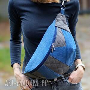 Prezent damska nerka XXL z łączonych tkanin, mini plecak, nerkoplecak