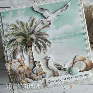 handmade scrapbooking kartki kartka z okazji przejścia na emeryturę z motywem morza