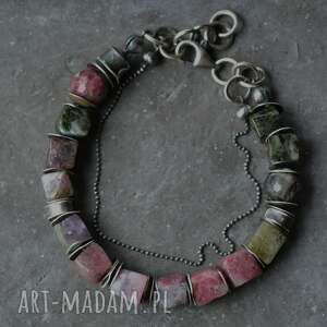 kissa anna srebrna bransoletka z turmalinem srebro oksydowane