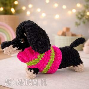 Jamnik, szydełkowy, przytulanka, na szydełku