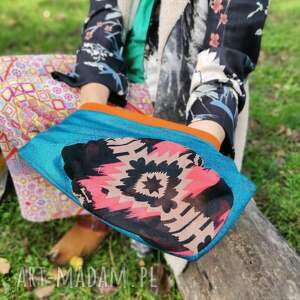 Czapka niebieska boho dobra na codzienne noszenie na podszewce rozmiar