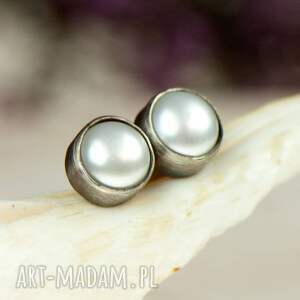 srebrne sztyfty z perłami a627