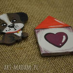 magnesy ręcznie malowane serce dom, pies, rękodzieło, prezent
